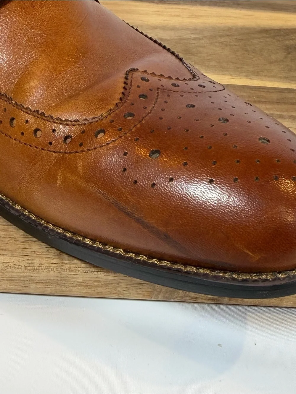 Stacy Adams Classic Men's Wingtip Dress Shoes Size 13 Leather Cognac Brown